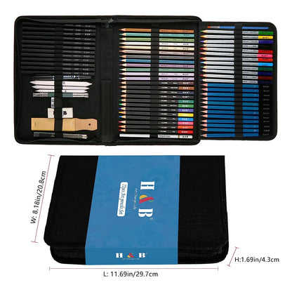 Juego Profesional 72 Lápices Dibujo Estuche SOMOS IMPORTACIONES GOLD Kit Arte Completo