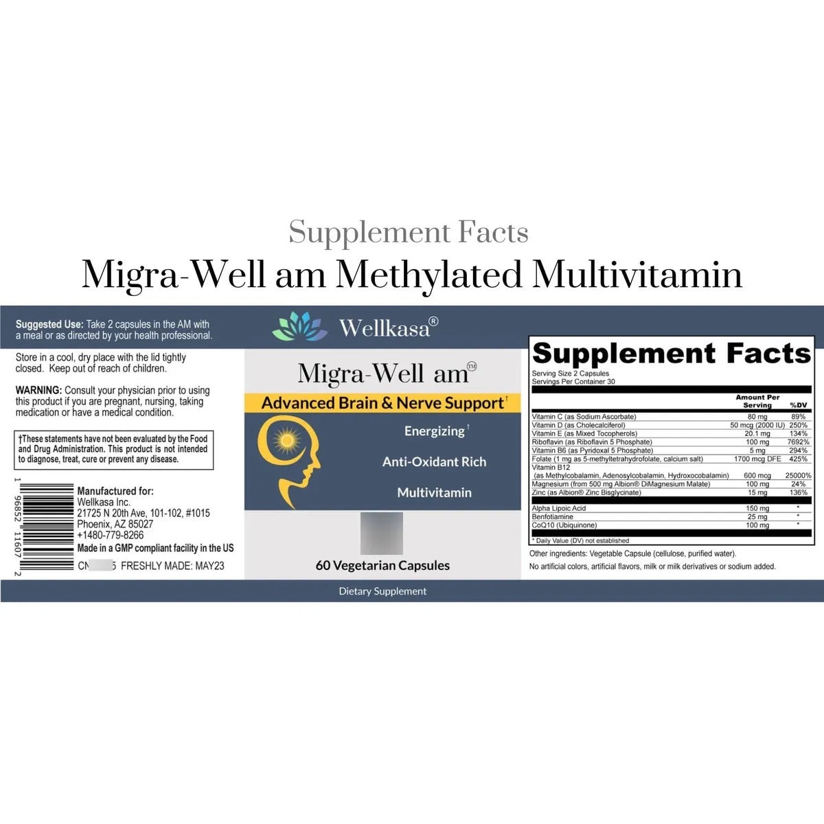 Multivitaminico Energizante Metilado Con Minerales Biodisponibles 60 Capsulas