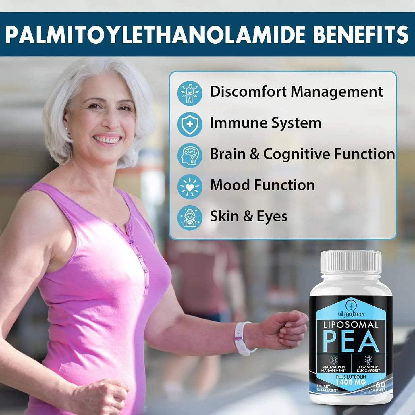 Palmitoiletanolamida Liposomal 1300 Mg Con Luteolina 100 Mg Absorcion Superior 120 Capsulas