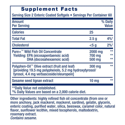 Aceite De Pescado Omega 3 EPA DHA Con Lignanos De Sésamo Y Extracto De Oliva 120 Cápsulas