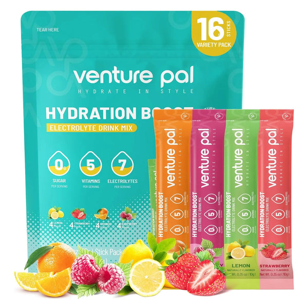 Electrolitos En Polvo Venture Pal Hidratación Rápida 5 Vitaminas 7 Electrolitos Sin Azúcar