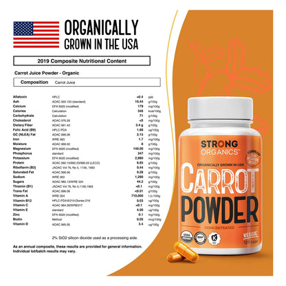 Capsulas De Polvo De Zanahoria Organica 120 Unidades Antioxidantes Vitamina A