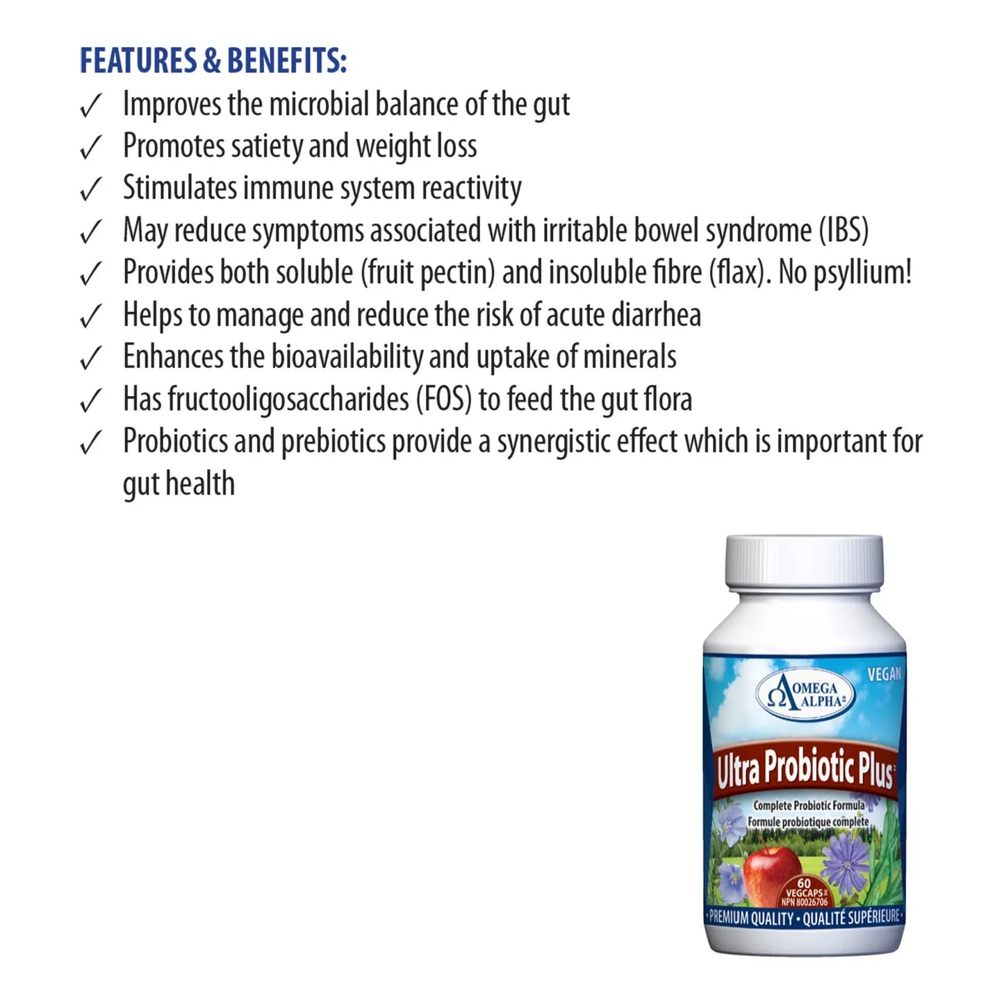 Ultra Probiotic Plus 60 Capsulas Probiótico Prebiótico Salud Digestiva E Inmunológica
