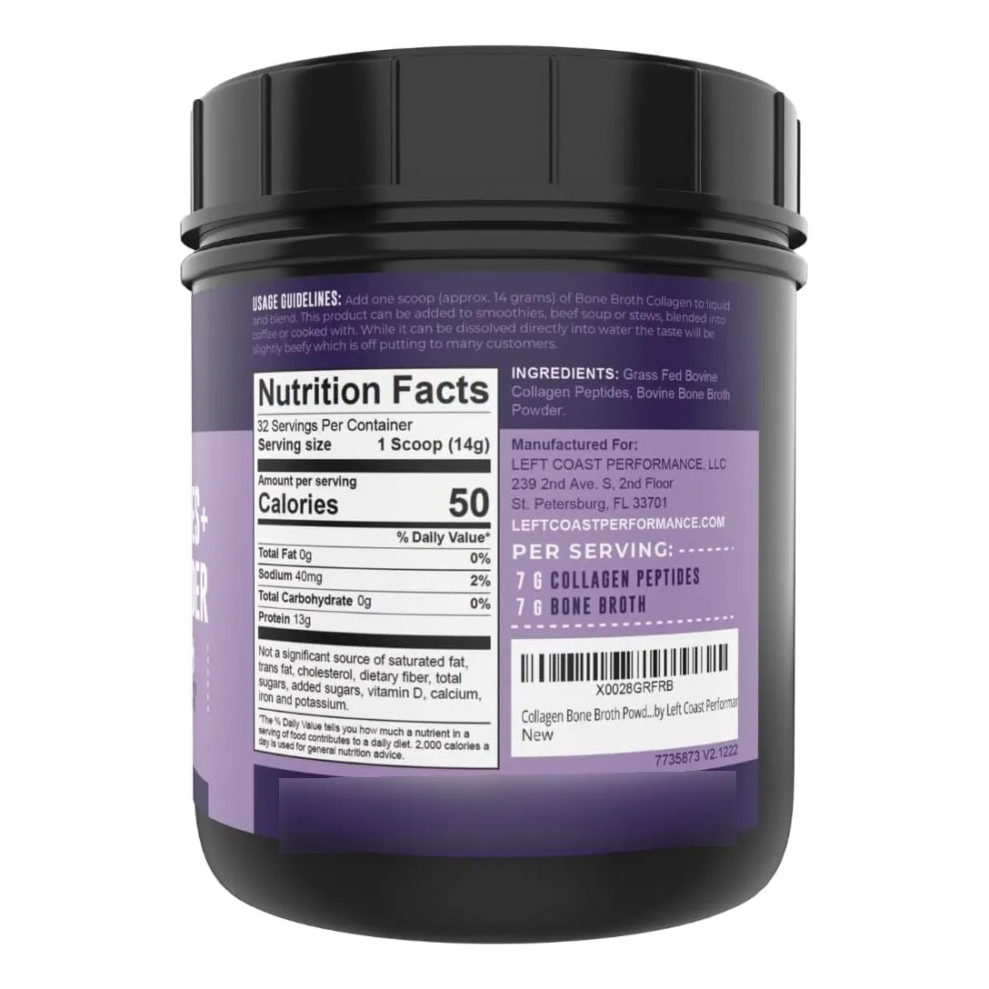 Polvo De Caldo De Huesos Con Colágeno Hidrolizado 454g Salud Articular Y Piel Radiante