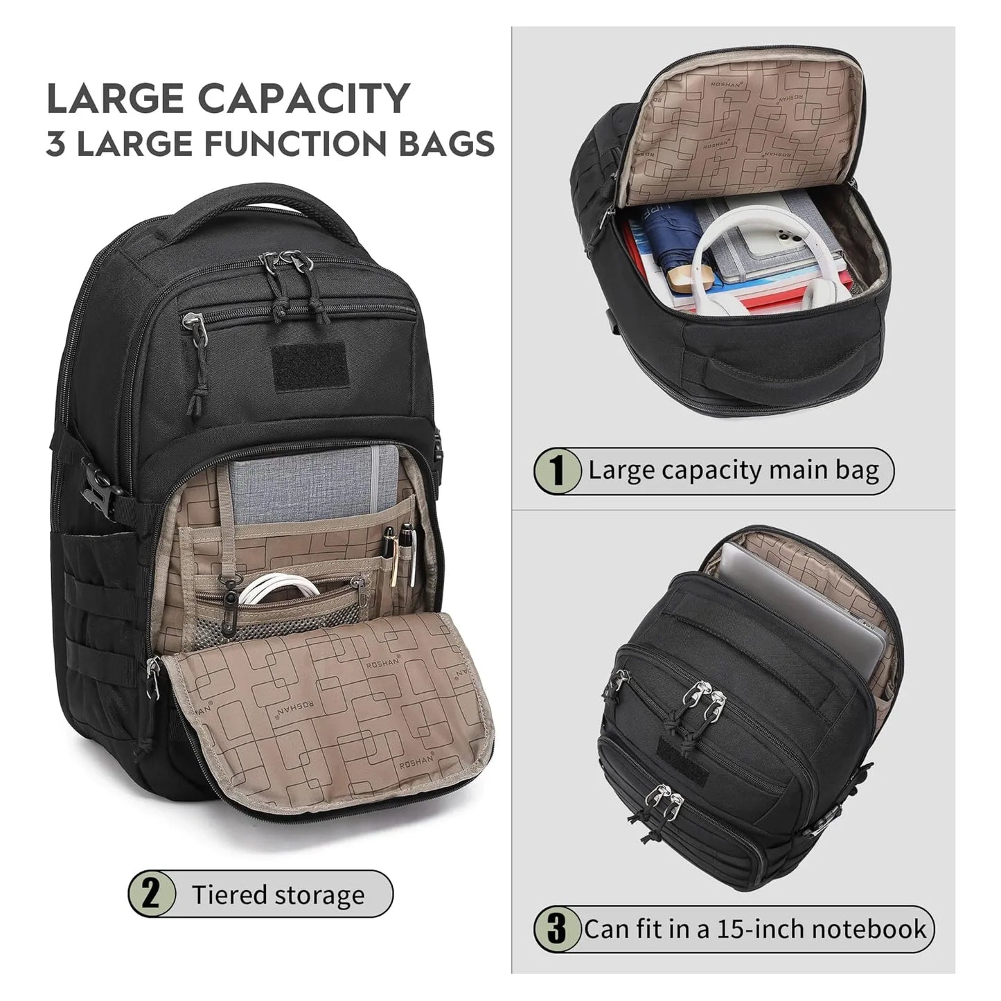 Wotony Mochila Tactica Militar Hombre Resistente 25L Sistema Molle