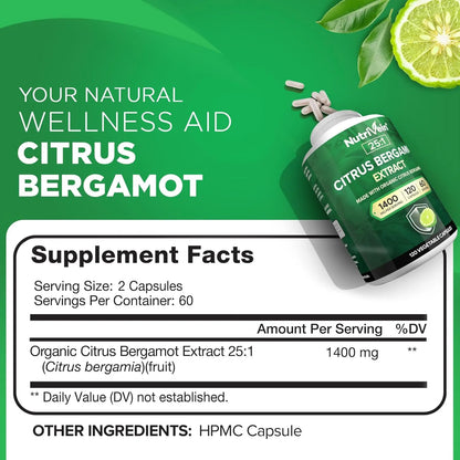 Extracto De Bergamota Citrica 1400 Mg 251 120 Capsulas Nutrivein Suplemento Premium
