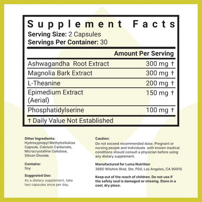 Controlador De Cortisol Con Ashwagandha Y L Teanina 60 Capsulas Alivia Estres Y Mejora El Sueño