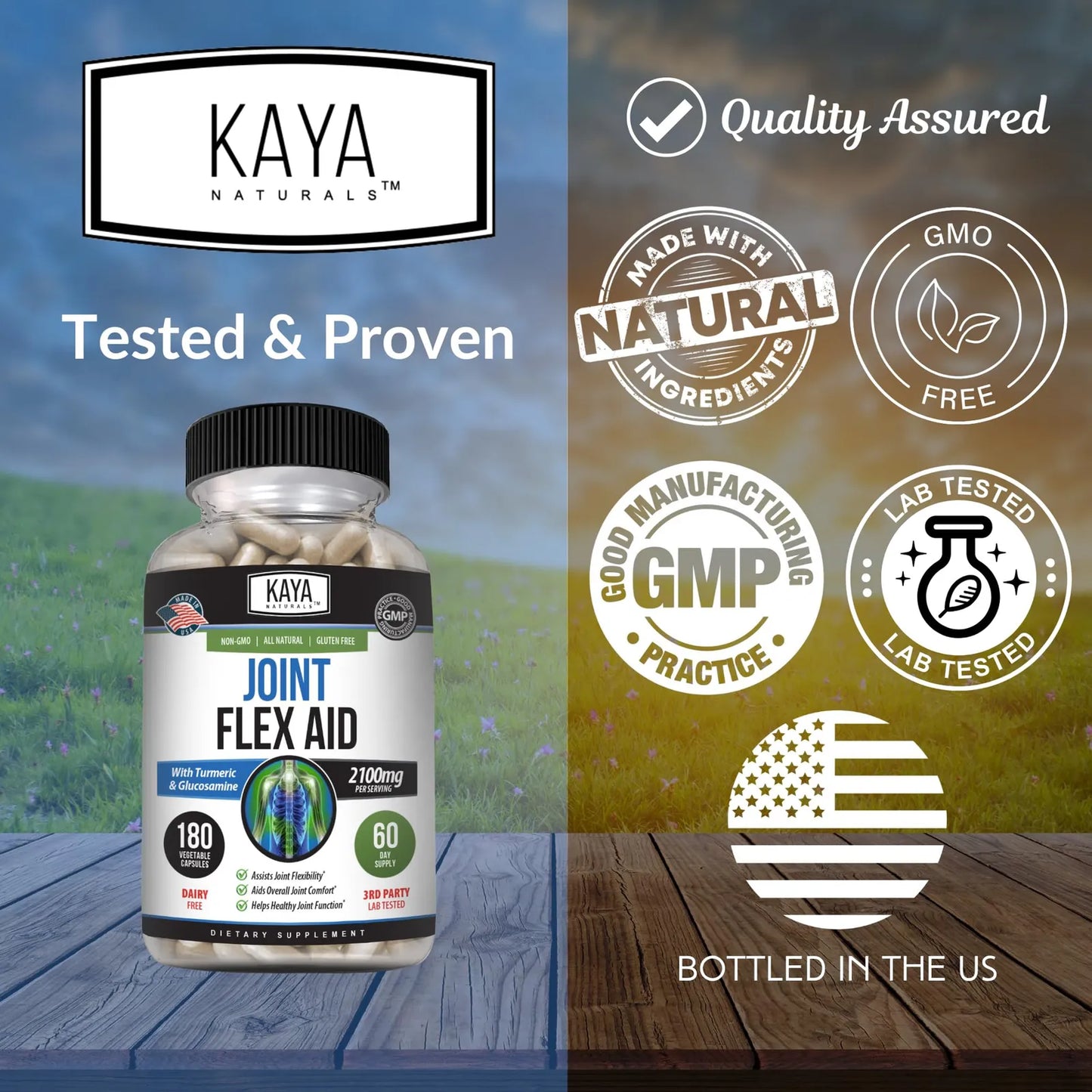 Kaya Naturals Joint Flex Aid Cápsulas De Cúrcuma Para Articulaciones 180 Unidades