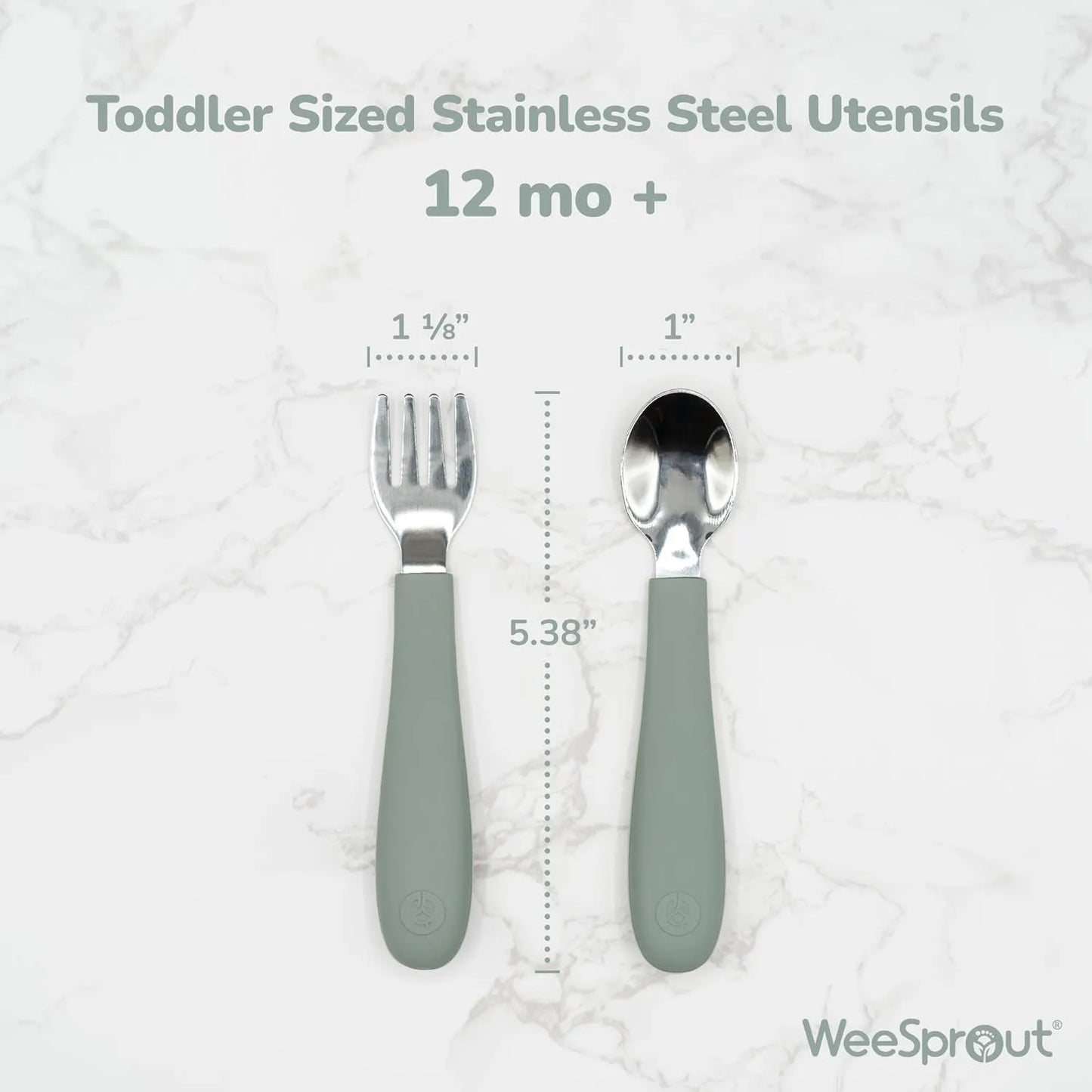 Juego 6 Utensilios Infantiles Acero Inoxidable Y Silicona WeeSprout
