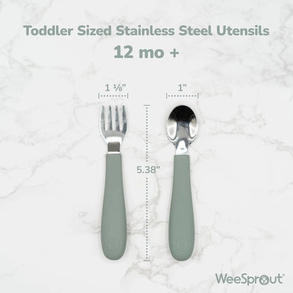 Juego 6 Utensilios Infantiles Acero Inoxidable Y Silicona WeeSprout