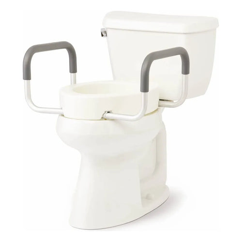 Elevador De Asiento De Inodoro Alargado Con Brazos Altura 3.5 Pulgadas Soporte 400 Lbs