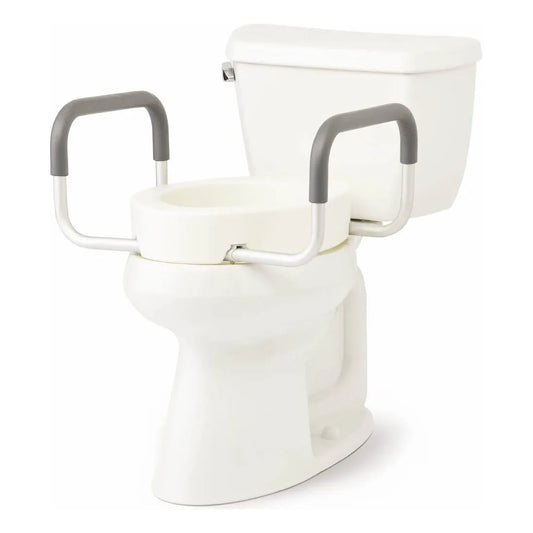 Elevador De Asiento De Inodoro Alargado Con Brazos Altura 3.5 Pulgadas Soporte 400 Lbs