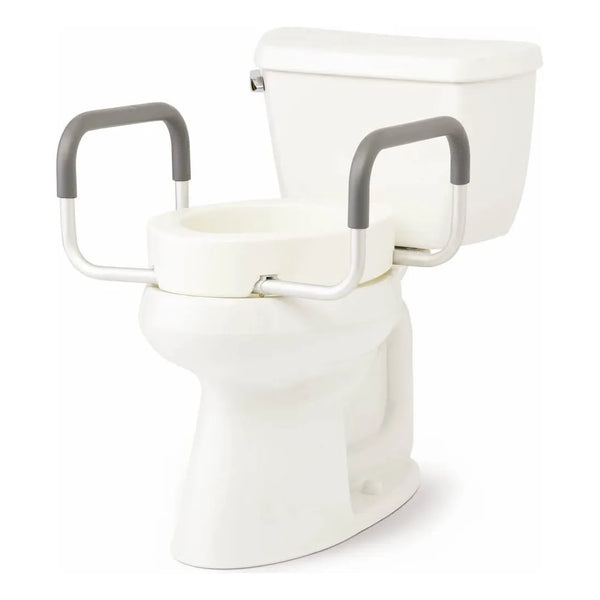 Elevador De Asiento De Inodoro Alargado Con Brazos Altura 3.5 Pulgadas Soporte 400 Lbs