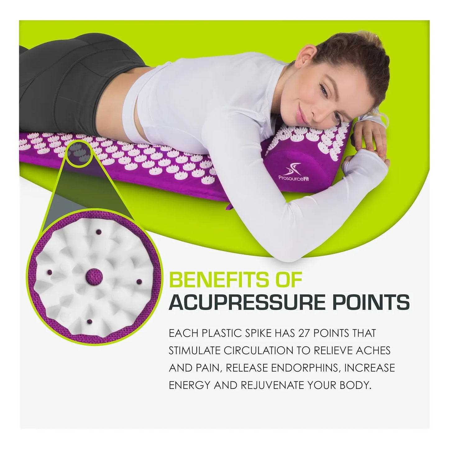 Colchoneta De Acupresion ProsourceFit Alivia Dolor Espalda Cuello Muscular