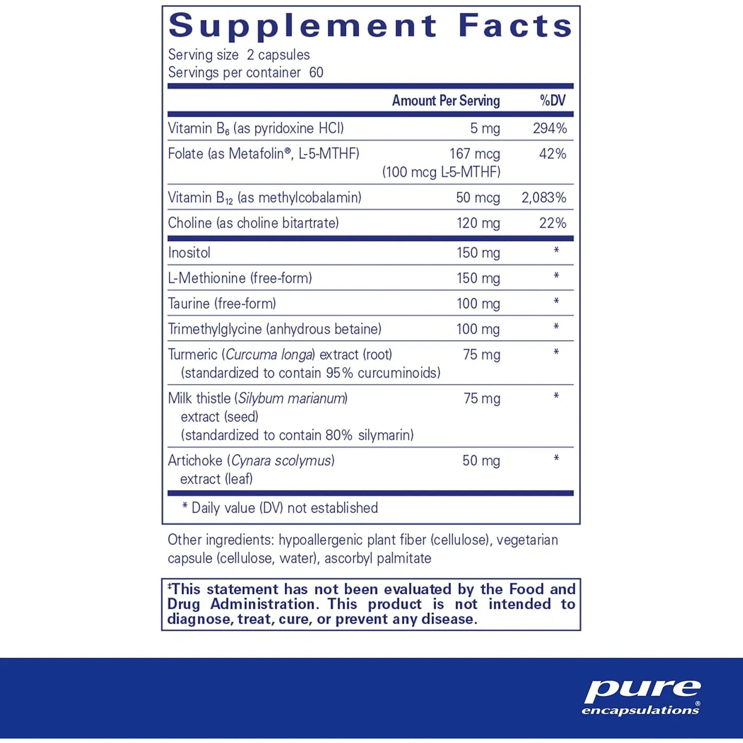 Pure Encapsulations Desintoxicacion Lipotropica Suplemento Hipoalergenico 120 Capsulas