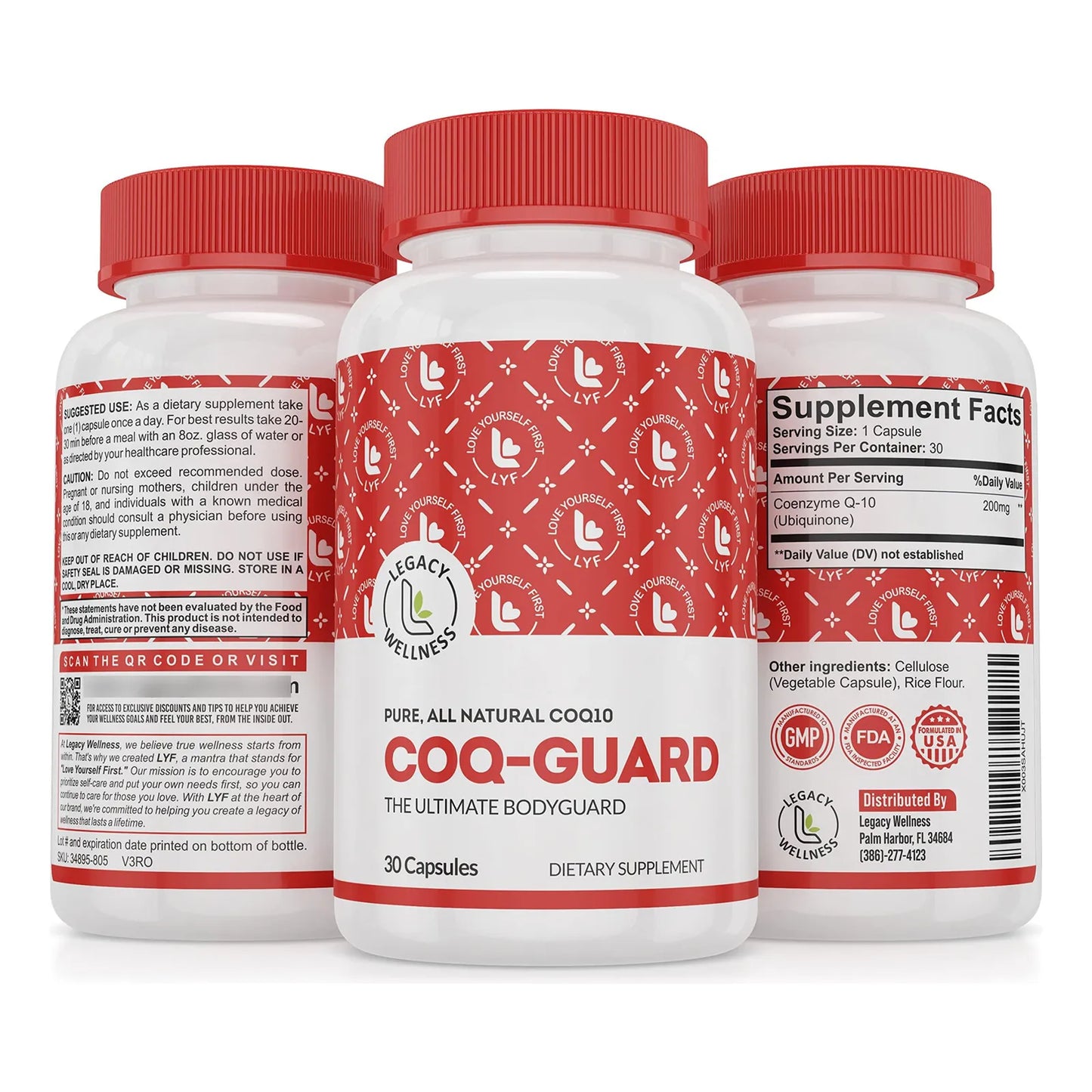 Legacy Wellness CoQ10 200 Mg Suplemento Natural Energía Corazón Antioxidante 30 Cápsulas