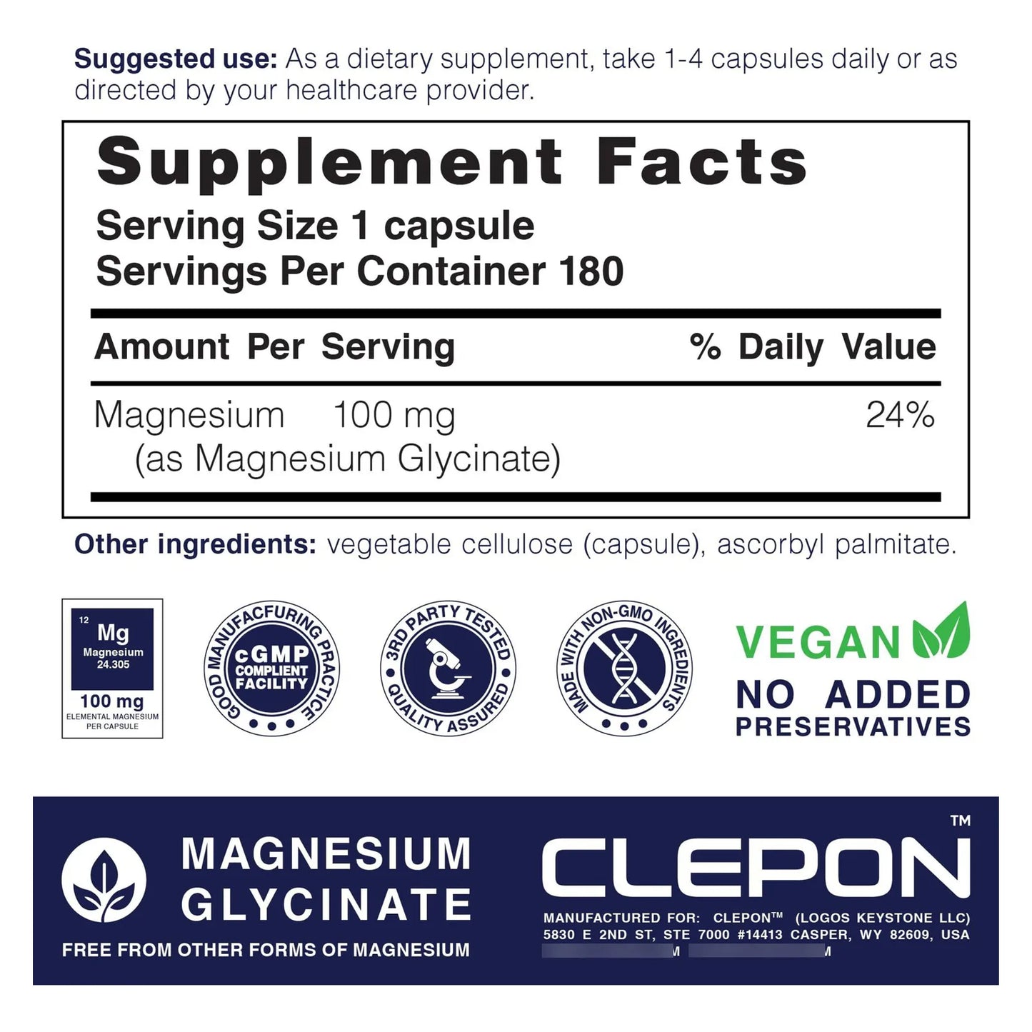 Glicinato De Magnesio Quelado Altamente Absorbente Suplemento Salud Corazón Huesos