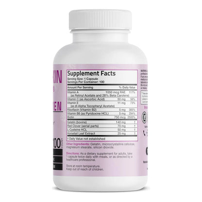 Suplemento Vitamínico Biotina Cabello Piel Uñas Bronson 100 Cápsulas Potencia Superior