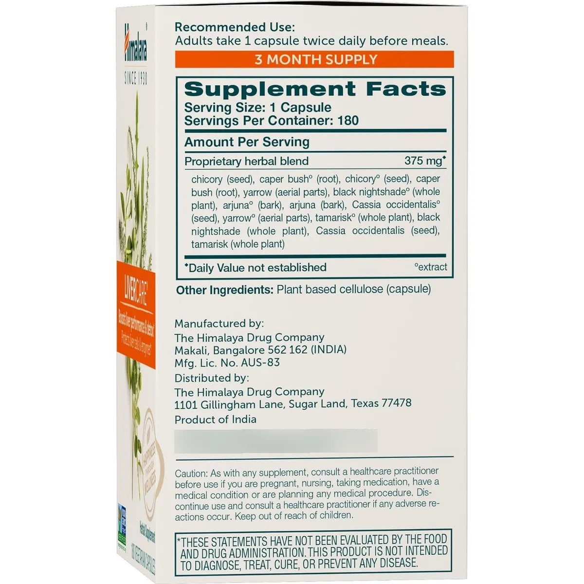 Himalaya Livercare Liv 52 Limpieza Hepatica 375 Mg 180 Capsulas