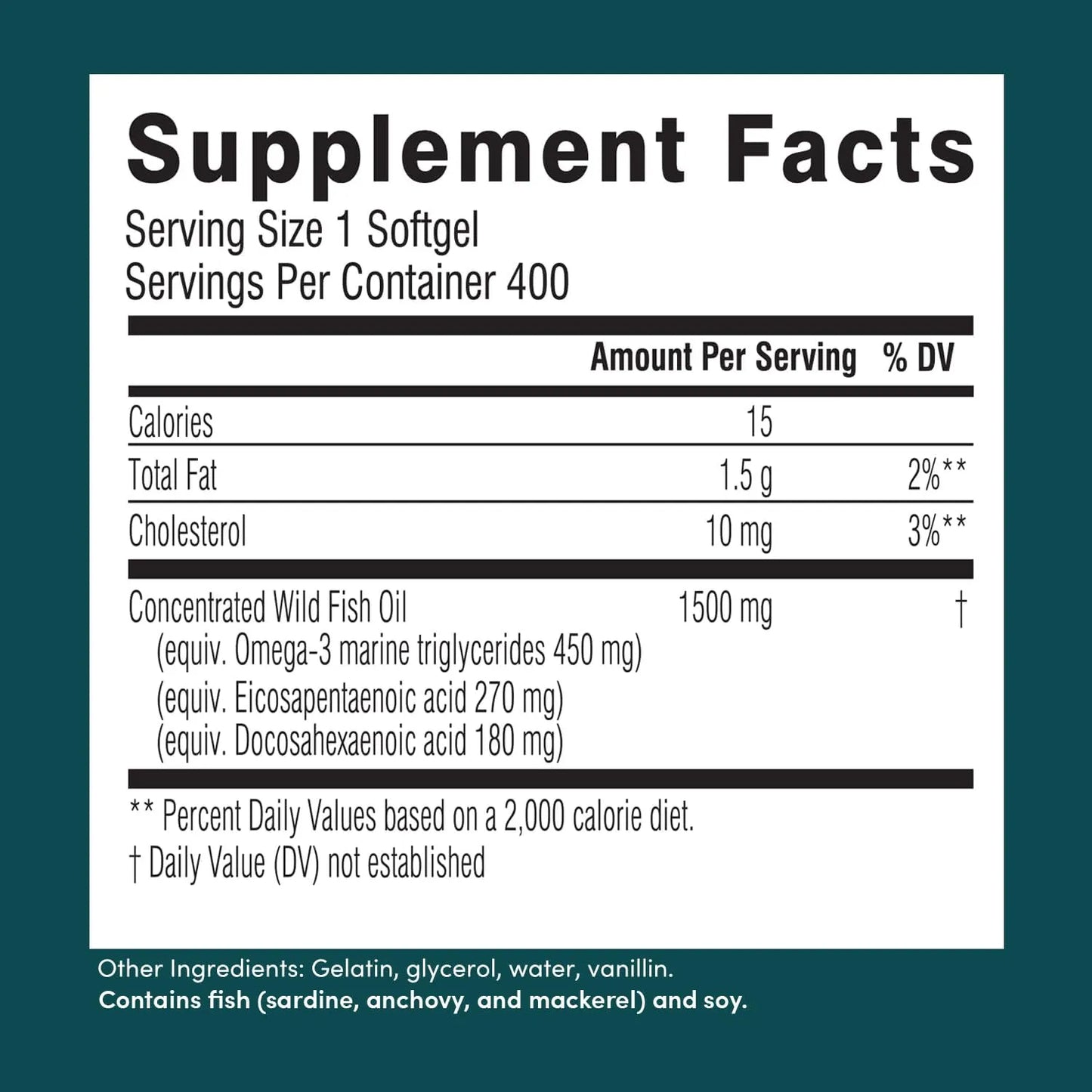 Aceite De Pescado Salvaje Omega 3 Epa Dha 1500 Mg 400 Capsulas Salud Cerebral Y Cardiovascular