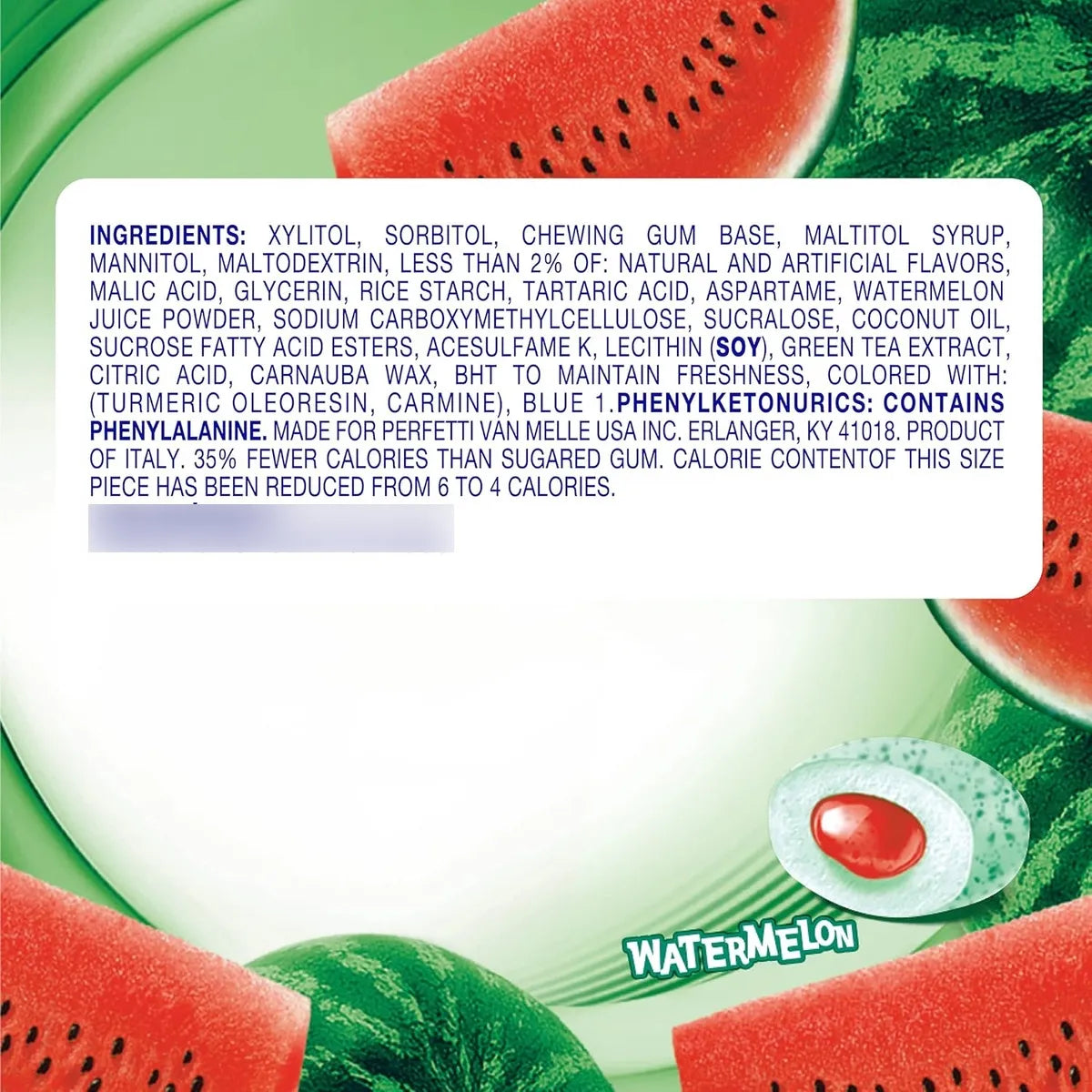 Goma De Mascar Mentos Pure Fresh Xilitol Sabor Sandia 300g 6 Botellas Sin Azucar
