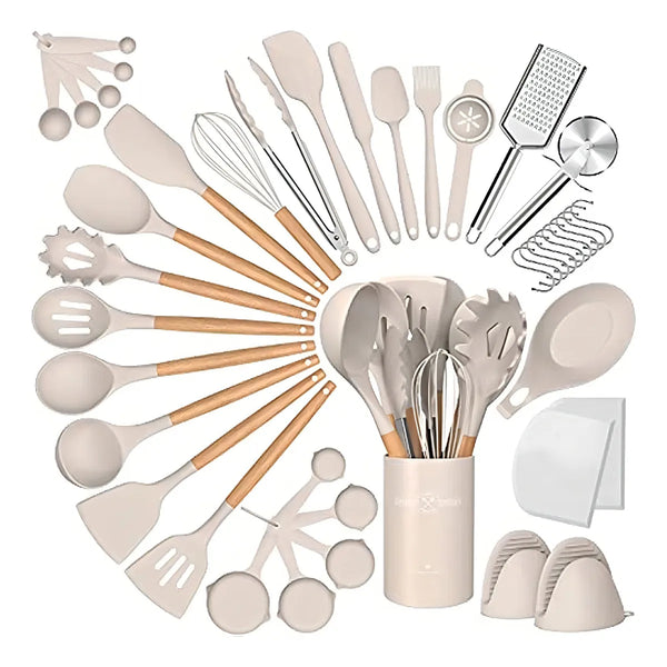 Juego De Utensilios De Cocina De Silicona Espatulas Antiadherentes Y Seguras