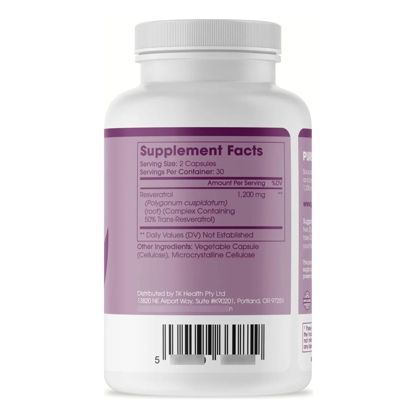 Resveratrol Puro Extra Fuerte 1200mg Antienvejecimiento Corazon E Inmune 60 Capsulas Veganas