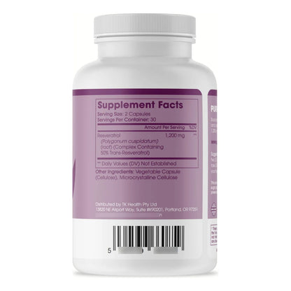 Resveratrol Puro Extra Fuerte 1200mg Antienvejecimiento Corazon E Inmune 60 Capsulas Veganas