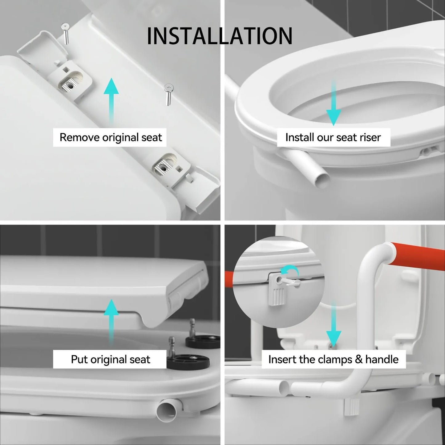 Elevador De Asiento Para Inodoro Con Asas Acolchadas 2 Pulgadas De Altura Seguro Y Comodo