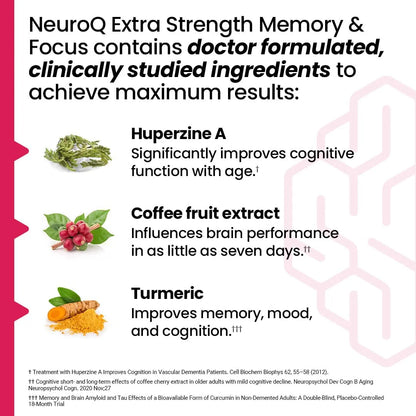 NeuroQ Memory Focus Extra Strength Suplemento Cognitivo Con Huperzina A Y Ginkgo