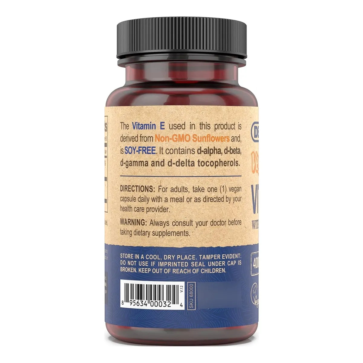 Vitamina E Natural 400 IU Tocoferoles Mixtos 90 Capsulas Veganas Antioxidante Poderoso