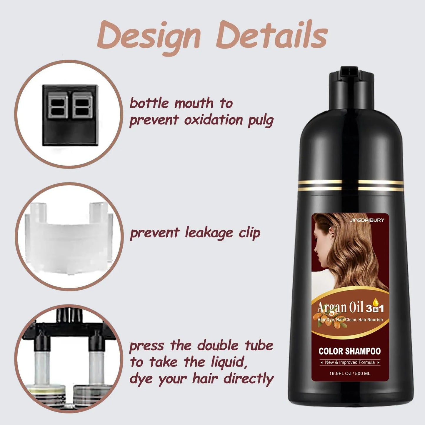 Tinte Para Cabello Negro Con Aceite De Argan 500 Ml Champu Color 3 En 1