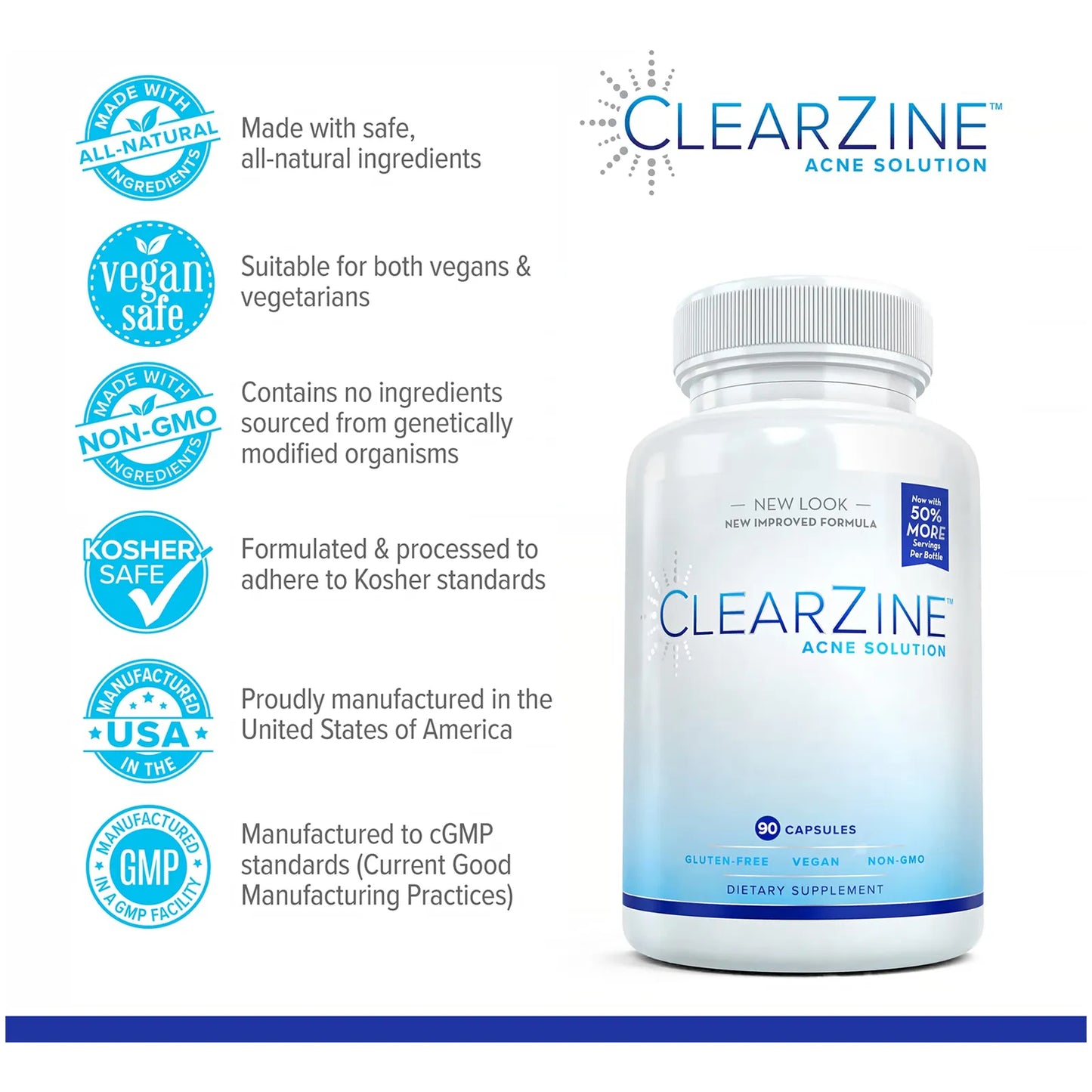 Pastillas Para El Acne Clearzine Vitaminas Piel Clara 90 Capsulas