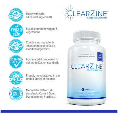 Pastillas Para El Acne Clearzine Vitaminas Piel Clara 90 Capsulas