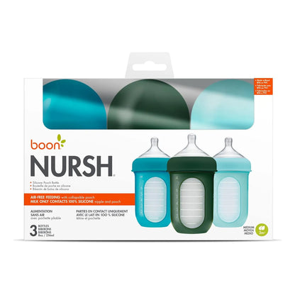 Bolsa Silicona Reutilizable Boon Nursh Para Biberones Flujo Medio Azul 3 Unidades