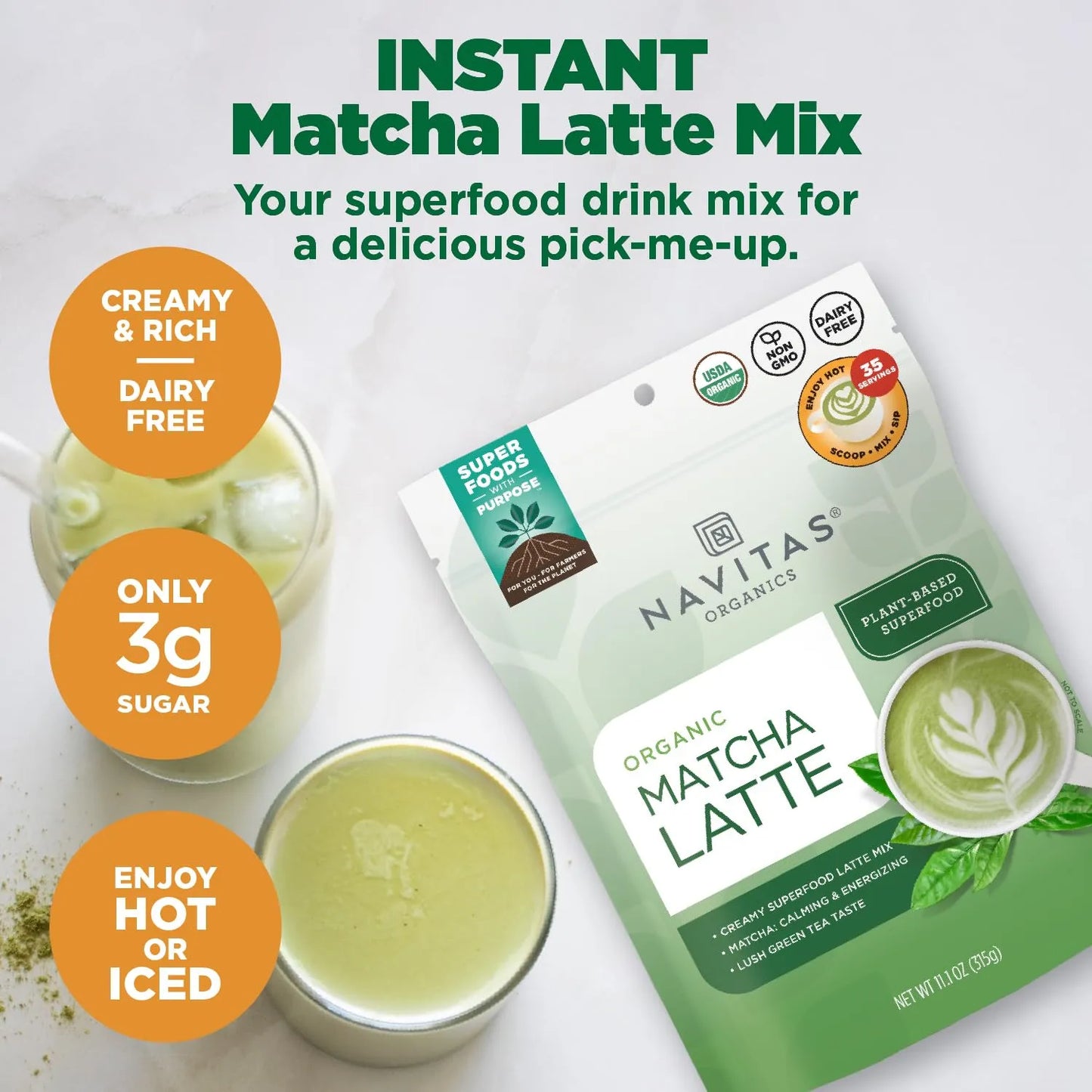 Matcha Latte Orgánico En Polvo 35 Porciones Sin Lacteos Keto Y Paleo