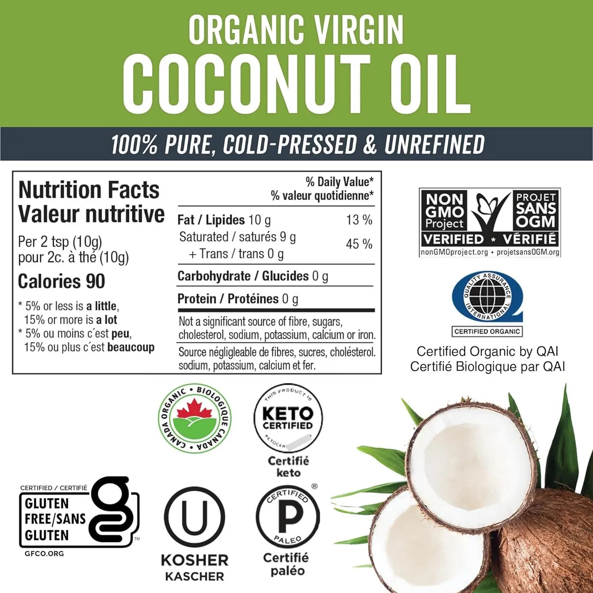 Aceite De Coco Extra Virgen Organico Prensado En Frio 1.6 Lb Sabor Fresco Y Multiusos