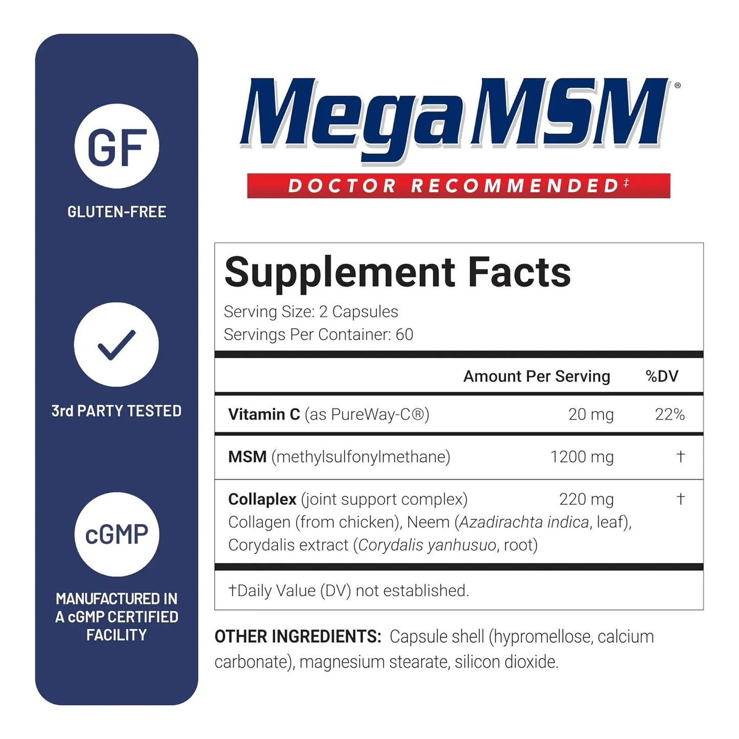 Suplemento Articular MSM Con Colageno Y Vitamina C 120 Capsulas