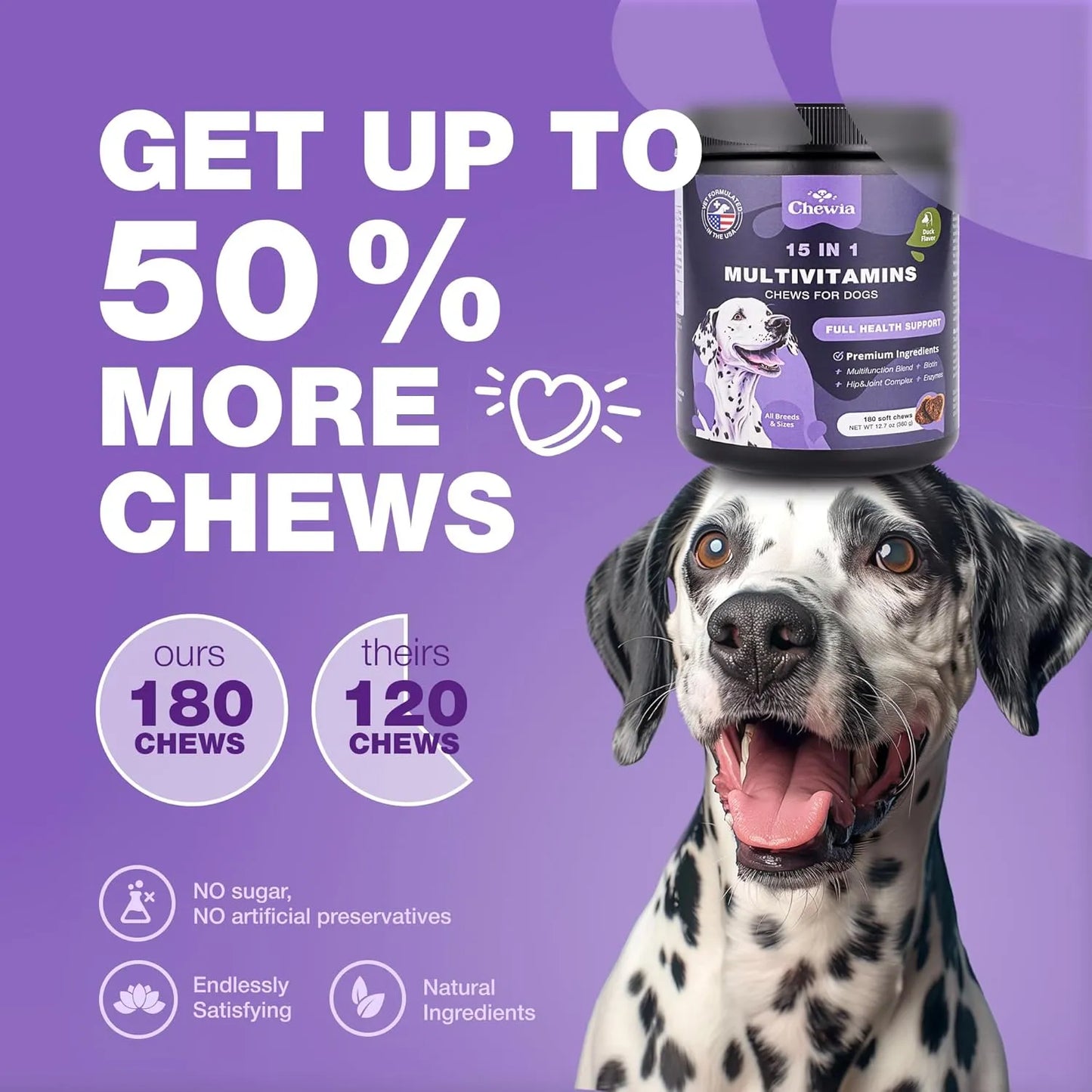 Multivitaminas Masticables 15 En 1 Para Perros Con MSM Salud Articular Y Piel