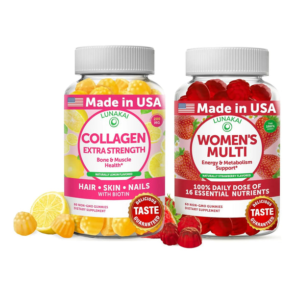 Gomitas Multivitamínicas De Colágeno Lunakai Antienvejecimiento Con Biotina Y Vitaminas