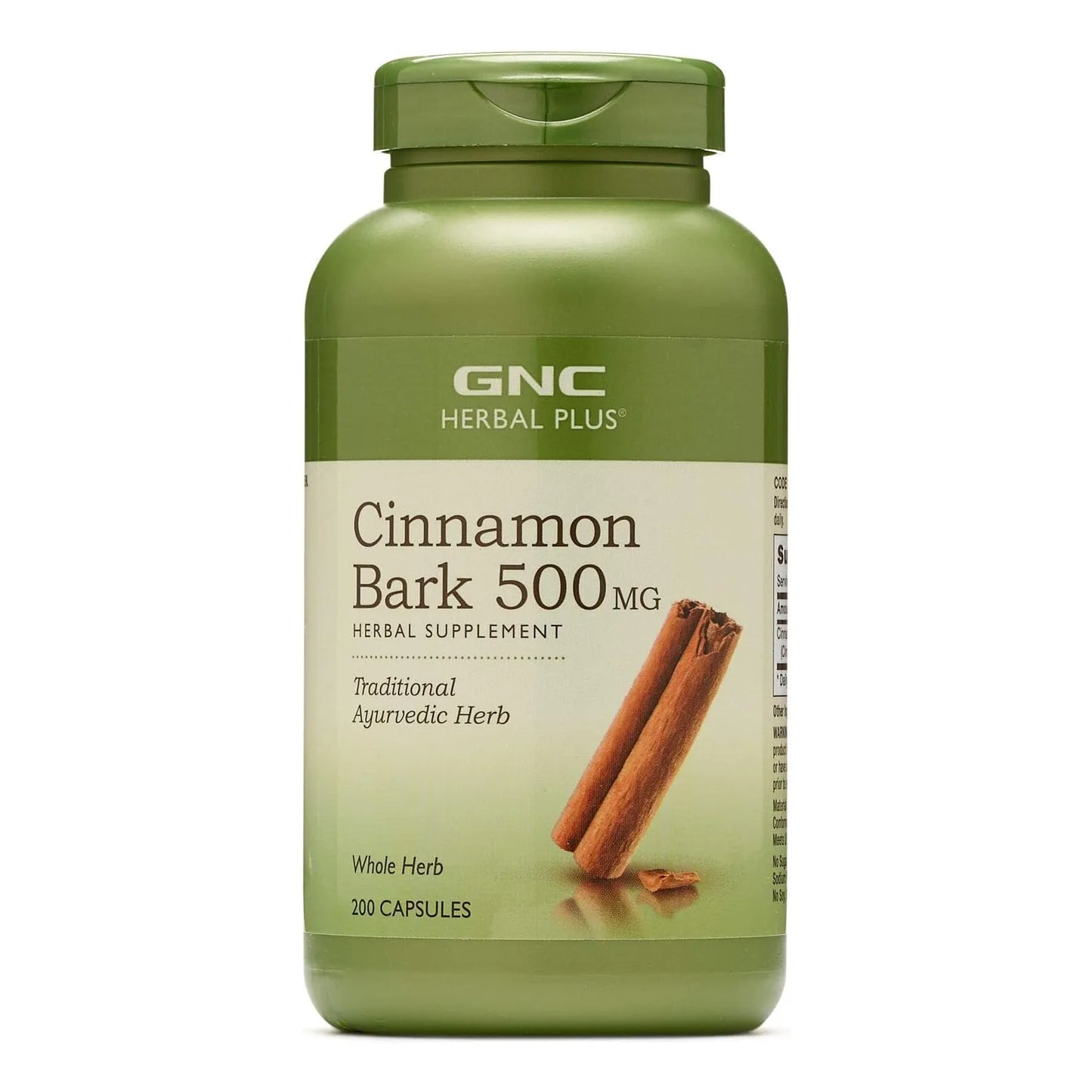 Corteza De Canela 500 Mg 200 Cápsulas Hierba Ayurvédica Tradicional GNC