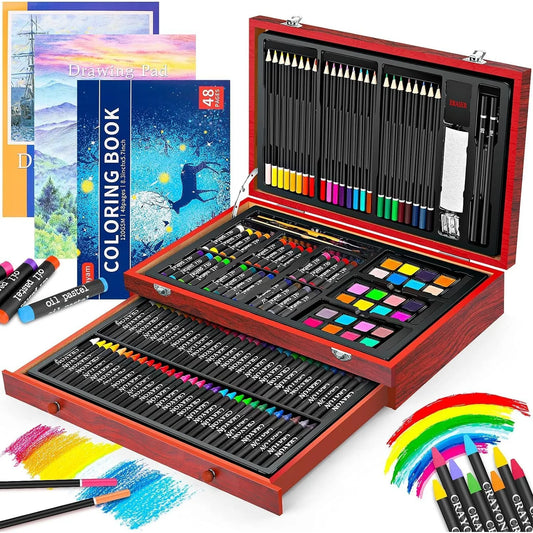 Kit Arte 150 Piezas Madera Lujo Suministros Manualidades Adultos Niños
