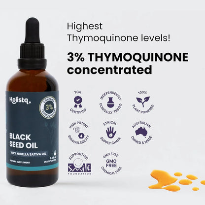 Aceite De Semilla Negra 100 Ml Liquido 3 Timoquinona Prensado En Frio Para Piel Cabello Y Salud