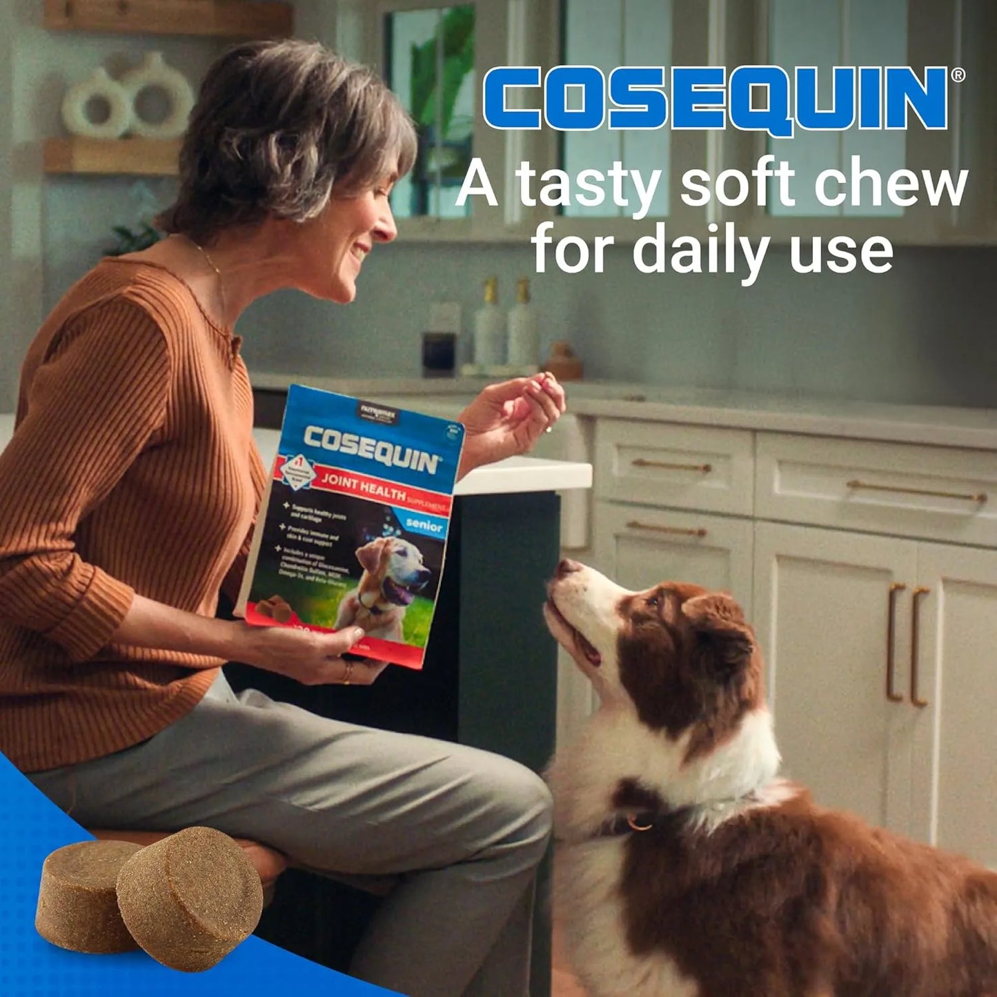 Suplemento Articular Para Perros Mayores 60 Masticables Suaves Con Glucosamina Y Omega3