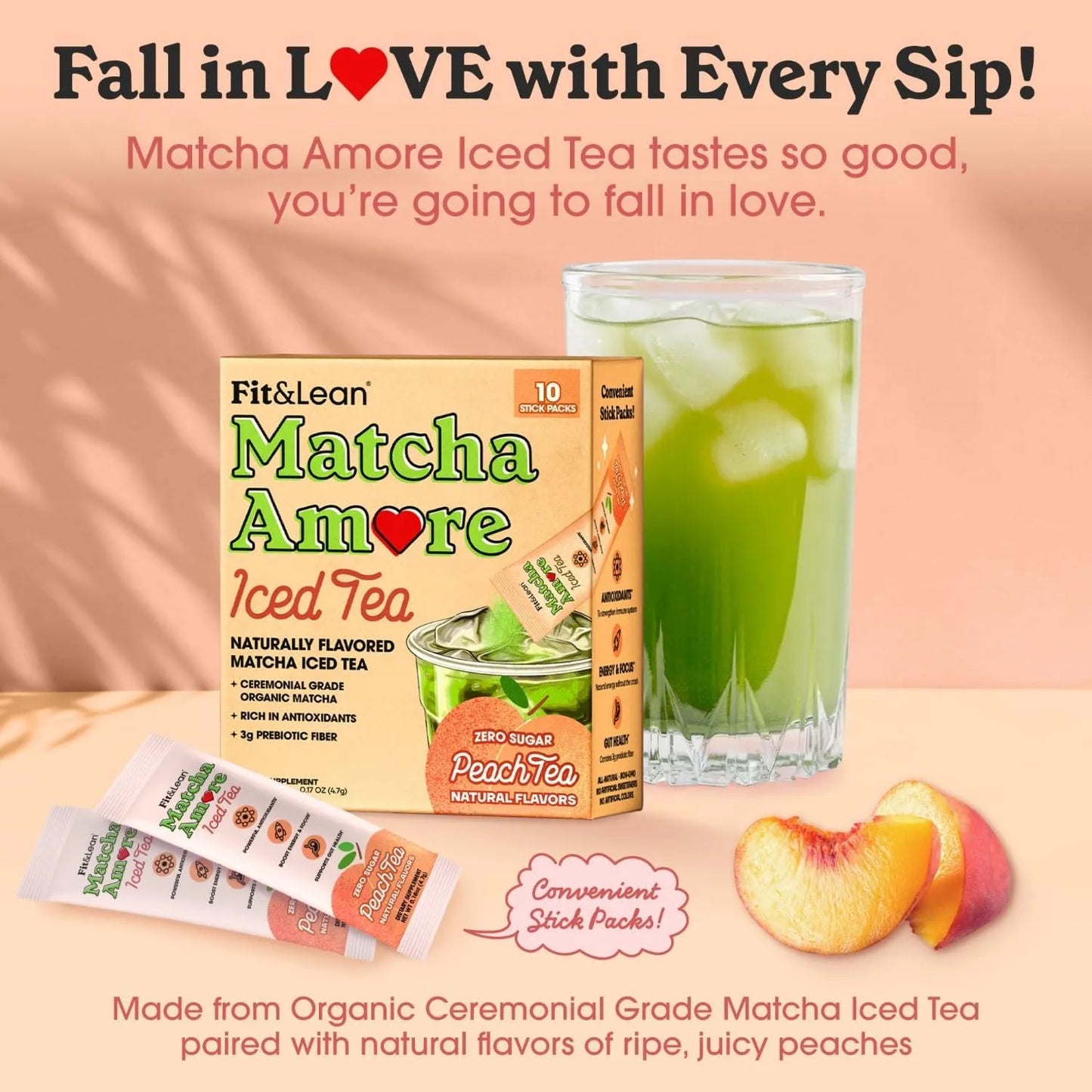 Té Helado Orgánico Matcha Fruit Flavor Con Fibra Prebiótica Energía Natural Y Digestión Saludable