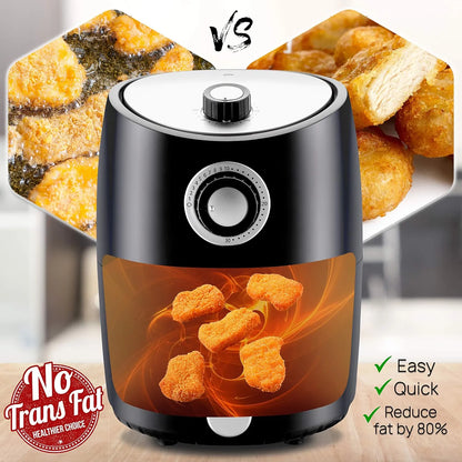 Freidora De Aire Nutrichef 1000W 2 Cuartos Cocina Sin Aceite Ahorra Tiempo Y Dinero