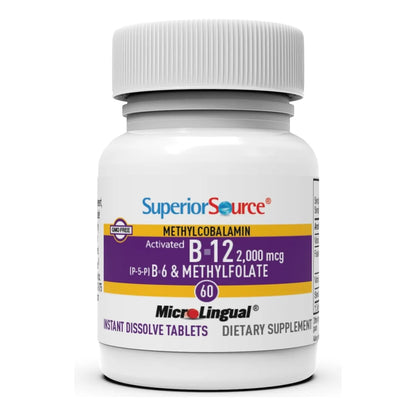 Vitamina B12 Metilcobalamina 2000 Mcg Con Metilfolato Y B6 60 Tabletas Microlingües