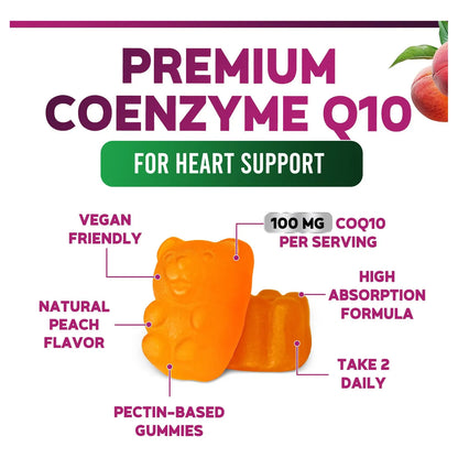 Gomitas CoQ10 100 Mg Antioxidantes Salud Cardíaca Y Energía 120 Unidades