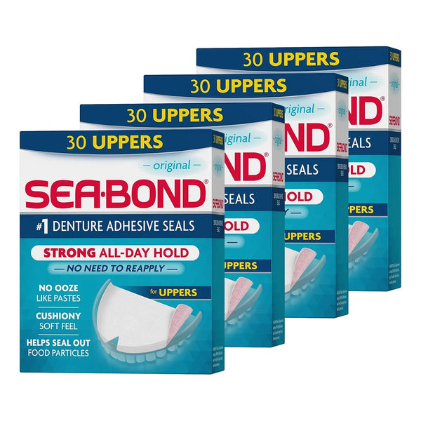Sellos Adhesivos Dentaduras Postizas Sea Bond Sujecion Prolongada Sin Zinc 120 Unidades