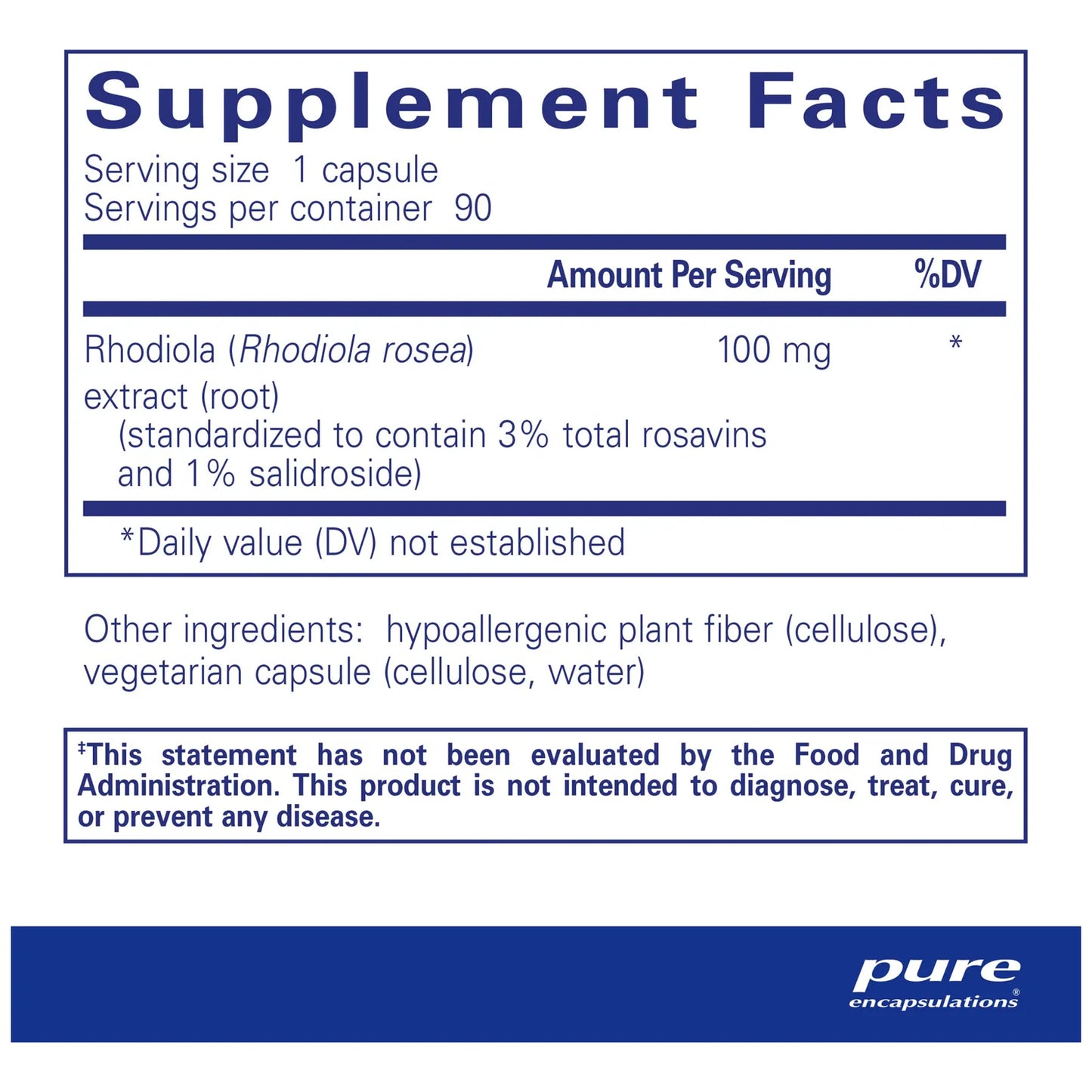 Rhodiola Rosea Suplemento Para Estrés Ocasional Resistencia Y Alivio De Fatiga 90 Cápsulas Veganas